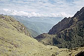 Inca trail, Runkuraqay Pass with the highest cloud forest in Peru.